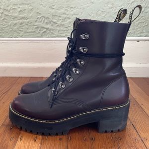 Dr Martens Leona platform burgundy boots